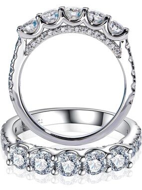 Moissanite 5 stone wedding band
